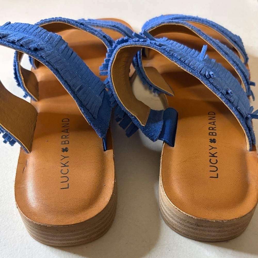 Lucky Brand NIB Hegan Blue Suede Sandals | EUC | Sz 6 - Picture 5 of 7